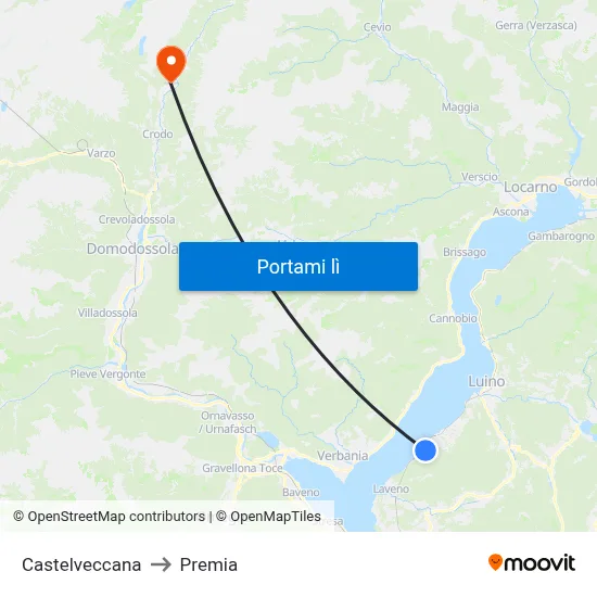 Castelveccana to Premia map
