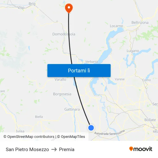 San Pietro Mosezzo to Premia map