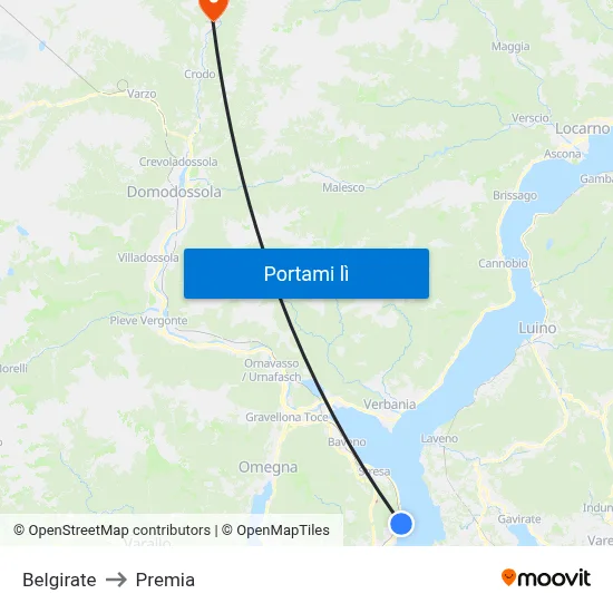 Belgirate to Premia map