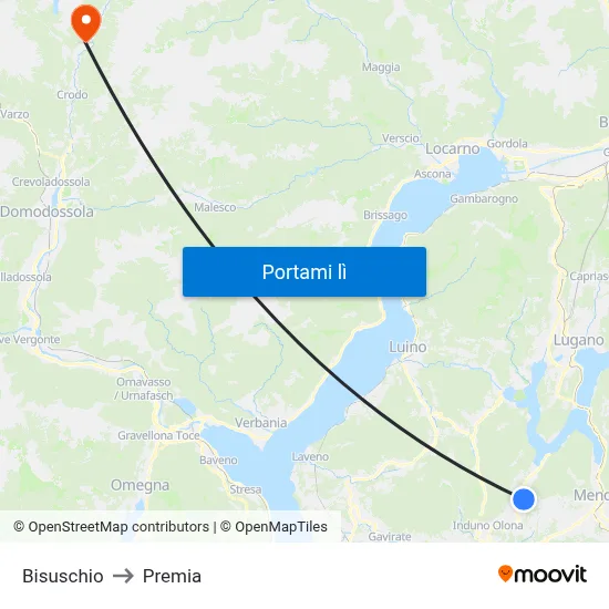 Bisuschio to Premia map