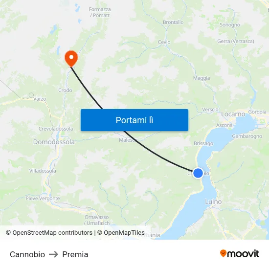 Cannobio to Premia map