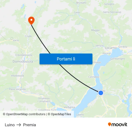 Luino to Premia map