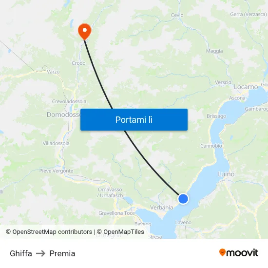 Ghiffa to Premia map