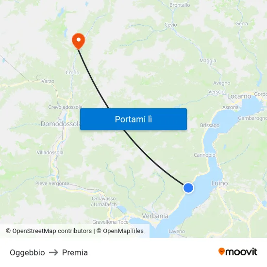 Oggebbio to Premia map