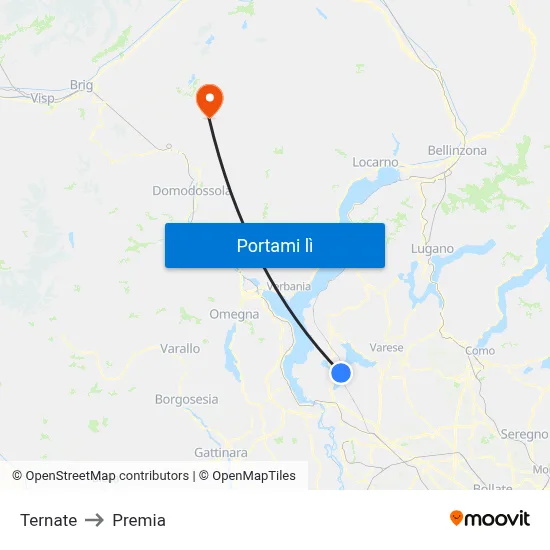 Ternate to Premia map