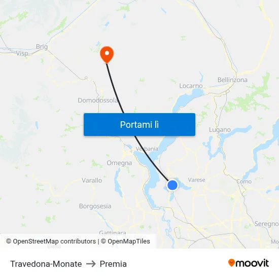Travedona-Monate to Premia map