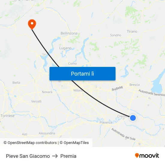 Pieve San Giacomo to Premia map