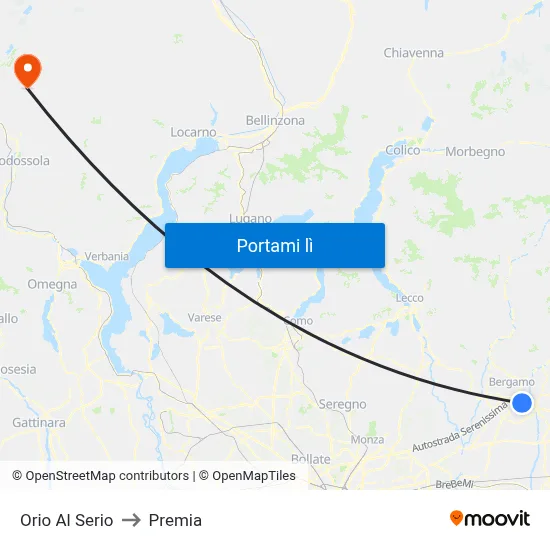 Orio Al Serio to Premia map