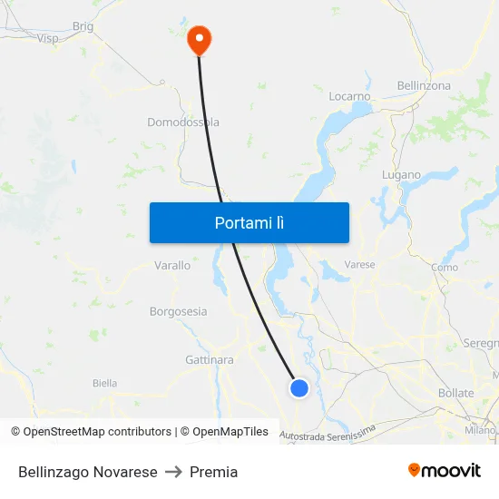 Bellinzago Novarese to Premia map