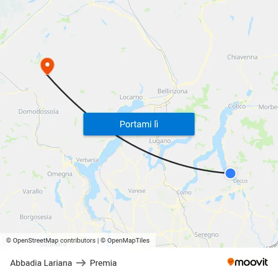 Abbadia Lariana to Premia map