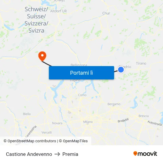 Castione Andevenno to Premia map