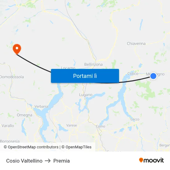 Cosio Valtellino to Premia map