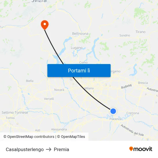 Casalpusterlengo to Premia map