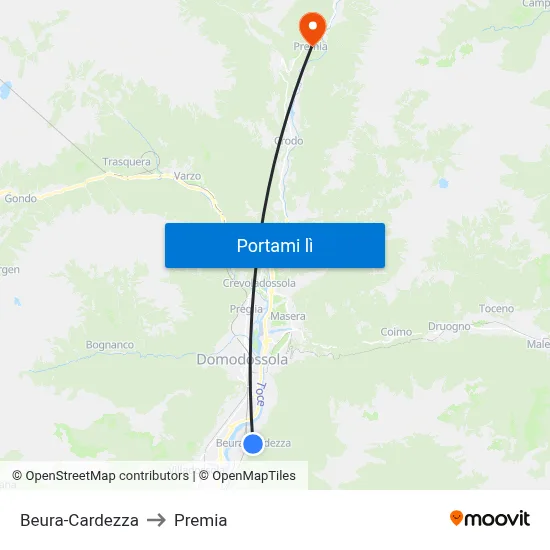Beura-Cardezza to Premia map