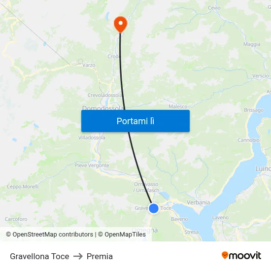 Gravellona Toce to Premia map