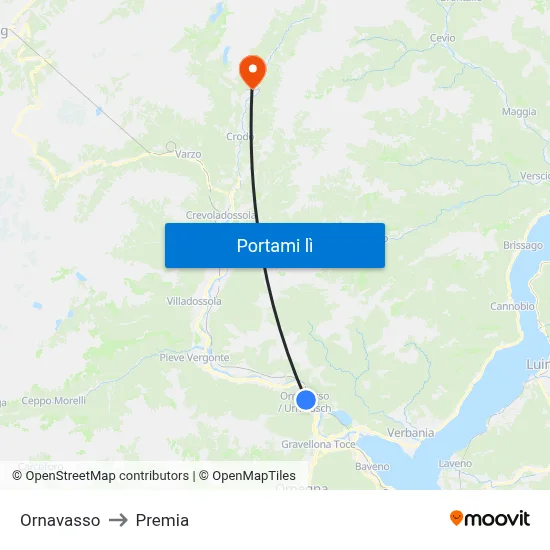 Ornavasso to Premia map