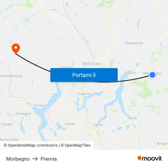 Morbegno to Premia map