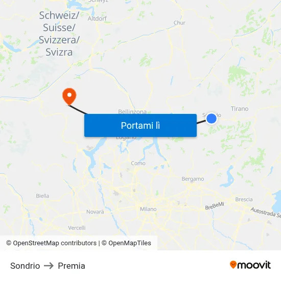 Sondrio to Premia map