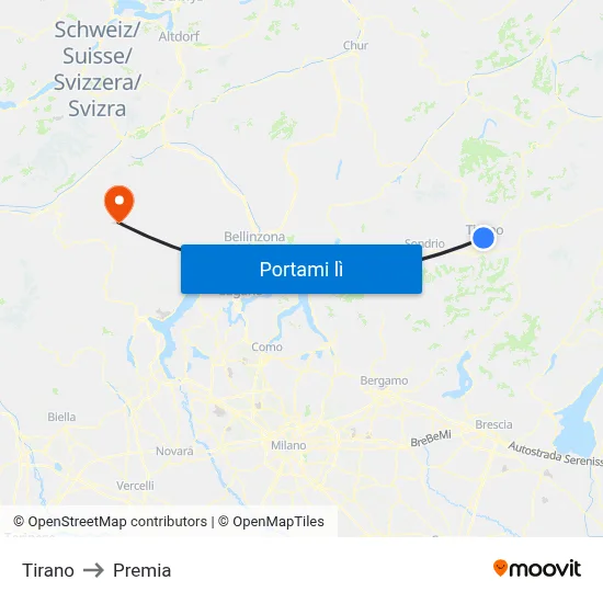 Tirano to Premia map