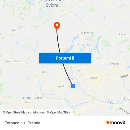 Tornaco to Premia map
