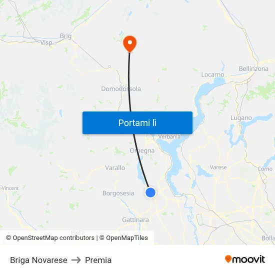Briga Novarese to Premia map
