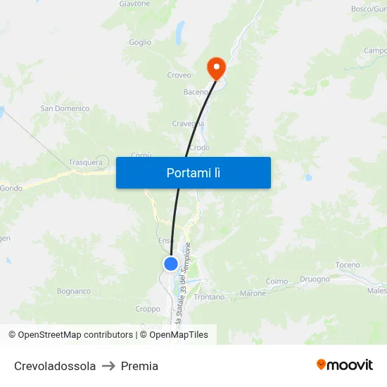 Crevoladossola to Premia map