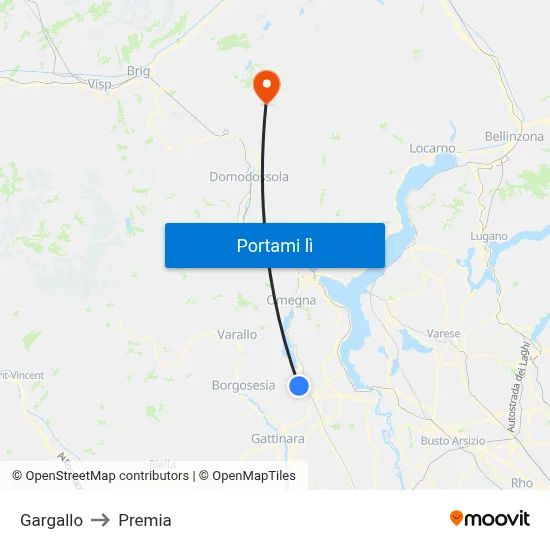 Gargallo to Premia map