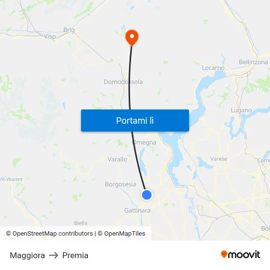 Maggiora to Premia map