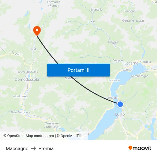 Maccagno to Premia map