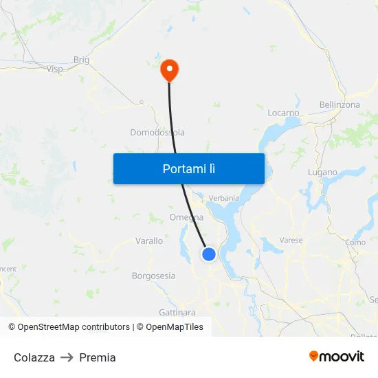 Colazza to Premia map