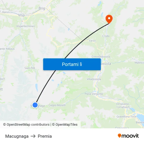 Macugnaga to Premia map