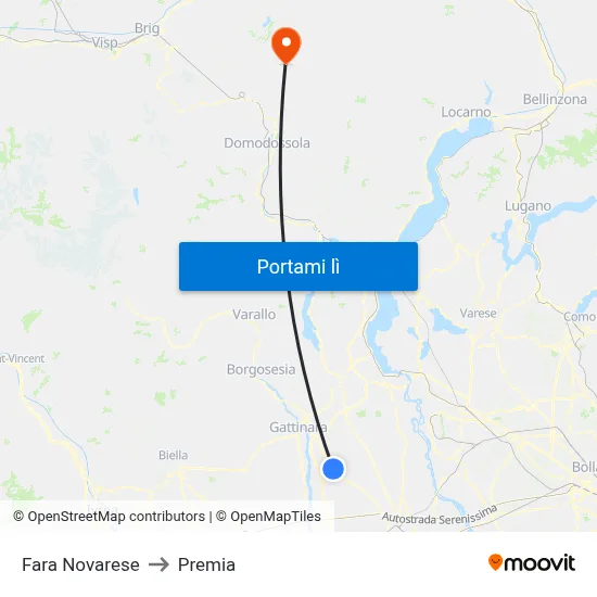 Fara Novarese to Premia map