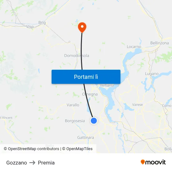 Gozzano to Premia map