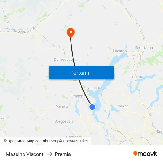 Massino Visconti to Premia map