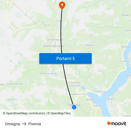 Omegna to Premia map