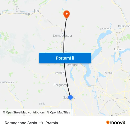 Romagnano Sesia to Premia map
