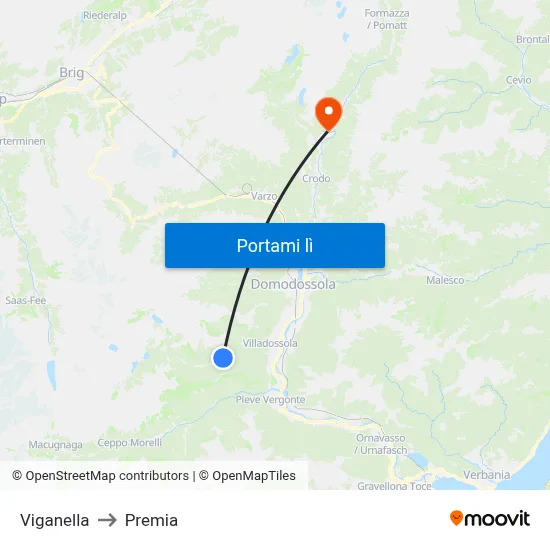 Viganella to Premia map