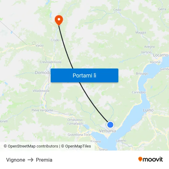 Vignone to Premia map