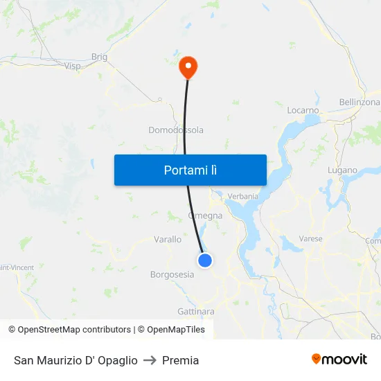 San Maurizio D' Opaglio to Premia map