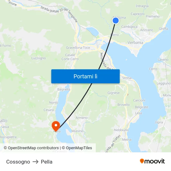 Cossogno to Pella map