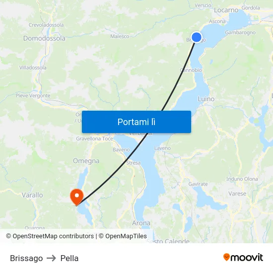 Brissago to Pella map