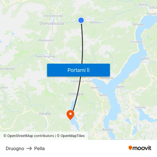 Druogno to Pella map