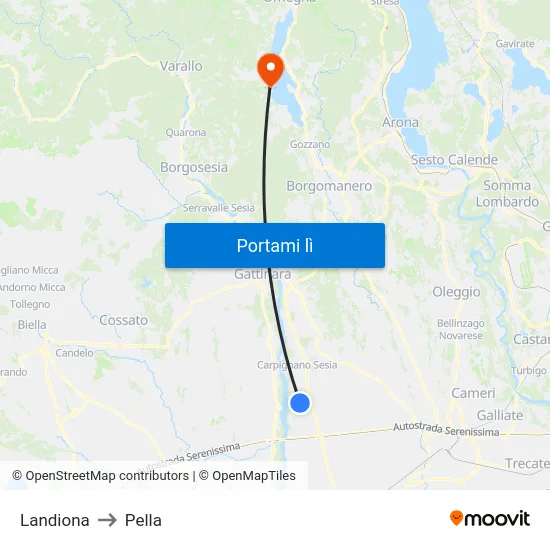 Landiona to Pella map