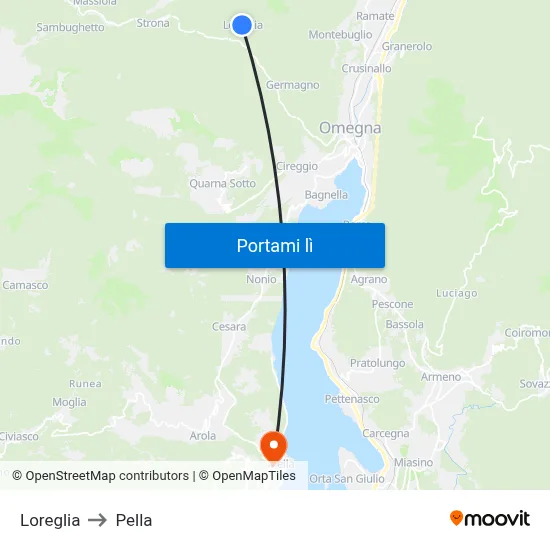 Loreglia to Pella map