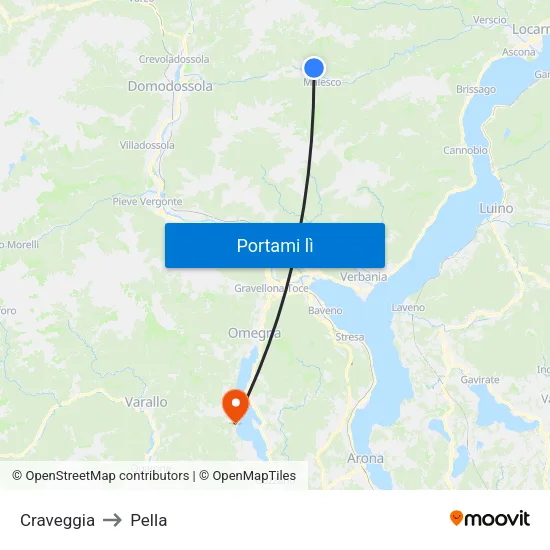 Craveggia to Pella map