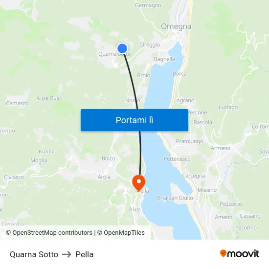 Quarna Sotto to Pella map