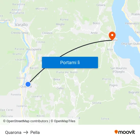 Quarona to Pella map