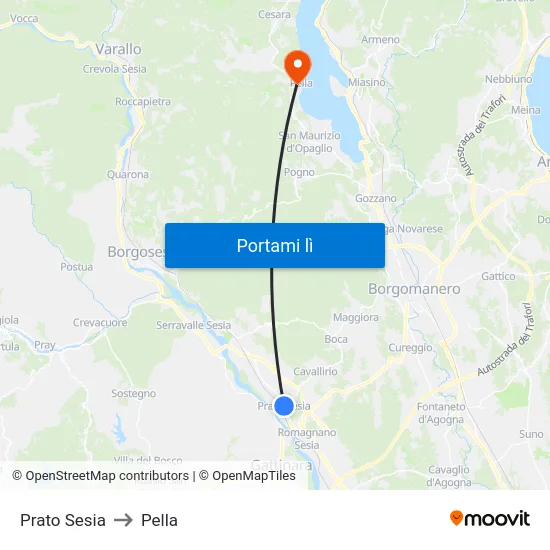 Prato Sesia to Pella map