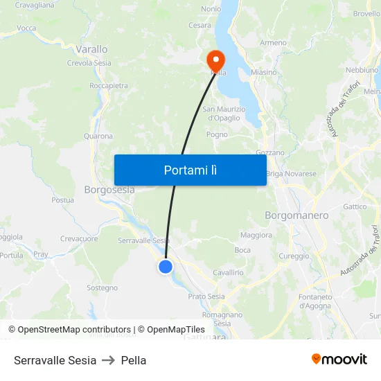 Serravalle Sesia to Pella map
