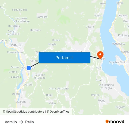 Varallo to Pella map